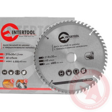 Диск отрезной по дереву Intertool 230х30 мм, 60 зуб. с напайками