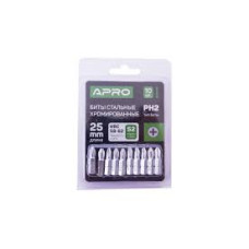 Бита Apro - PH2 x 25 мм, хром (10 шт.)