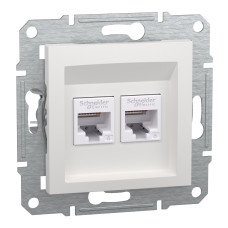 Розетка комп'ютерна подвійна RJ45 кат.6 UTP біла без рамки Asfora EPH4870121