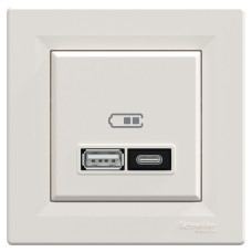 USB-розетка тип A + C 21 Вт крем Scneider Asfora EPH2700523