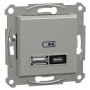USB-розетка тип A + C 21 Вт алюминий Scneider Asfora EPH2700561