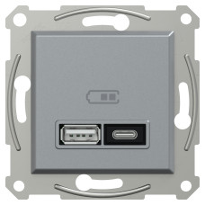 USB-розетка тип A + C 21 Вт сталь Scneider Asfora EPH2700562