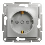 Розетка з заземленням з захисними шторками алюміній Schneider Asfora EPH2900261