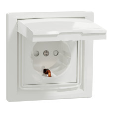 Розетка з заземленням з захисними шторками біла IP44 Schneider Asfora EPH3100321