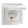 Розетка з заземленням з захисними шторками біла IP44 Schneider Asfora EPH3100321