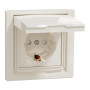 Розетка з заземленням з захисними шторками крем IP44 Schneider Asfora EPH3100323