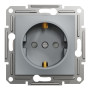 Розетка з заземленням з захисними шторками сталь Schneider Asfora EPH2900262
