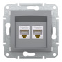 Розетка комп'ютерна подвійна сталь Schneider Asfora EPH4400162