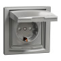 Розетка з заземленням з захисними шторками алюміній IP44 Schneider Asfora EPH3100361