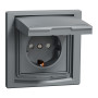 Розетка з заземленням з захисними шторками сталь IP44 Schneider Asfora EPH3100362