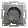 Розетка з заземленням з захисними шторками антрацит Schneider Asfora EPH2900271