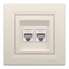 Розетка комп'ютерна подвійна RJ45 кат.6 UTP крем Schneider Asfora EPH4800123