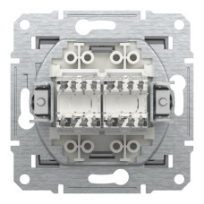 Розетка комп'ютерна подвійна RJ45 кат.6 UTP сталь Schneider Asfora EPH4800162