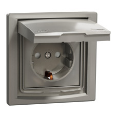 Розетка з заземленням з захисними шторками бронза IP44 Schneider Asfora EPH3100369