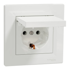 Розетка з кришкою з заземленням біла Schneider Asfora EPH3100121