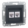 Розетка комп'ютерна подвійна RJ45 кат.6 UTP антрацит Schneider Asfora EPH4800171