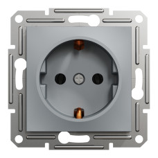 Розетка з заземленням сталь Schneider Asfora EPH2900162