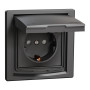 Розетка з заземленням з захисними шторками антрацит IP44 Schneider Asfora EPH3100371