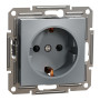Розетка з заземленням сталь Schneider Asfora EPH2900162
