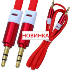 Шнур аудио 3.5 стерео- 3.5 стерео gold плоский 1м красный
