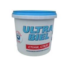 Акриловая краска для стен и потолков снежно-белпая Ultra Biel 1,4кг