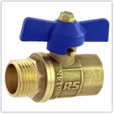 Кран 1/2" (В/Н, бабочка, вода) (железный шар) (латунь без покрытия)
