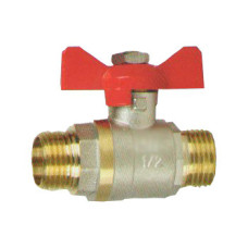 Кран 1/2" Н/Н, бабочка, вода, железный шар, латунь без покрытия