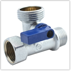 Кран стиральная машина - 1/2"Нx3/4"Нx1/2"В (хром)